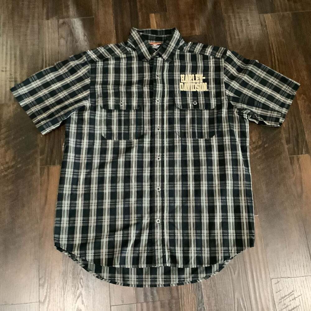 Harley-Davidson Men's Performance Vented Plaid Button-Down Shirt Size Large